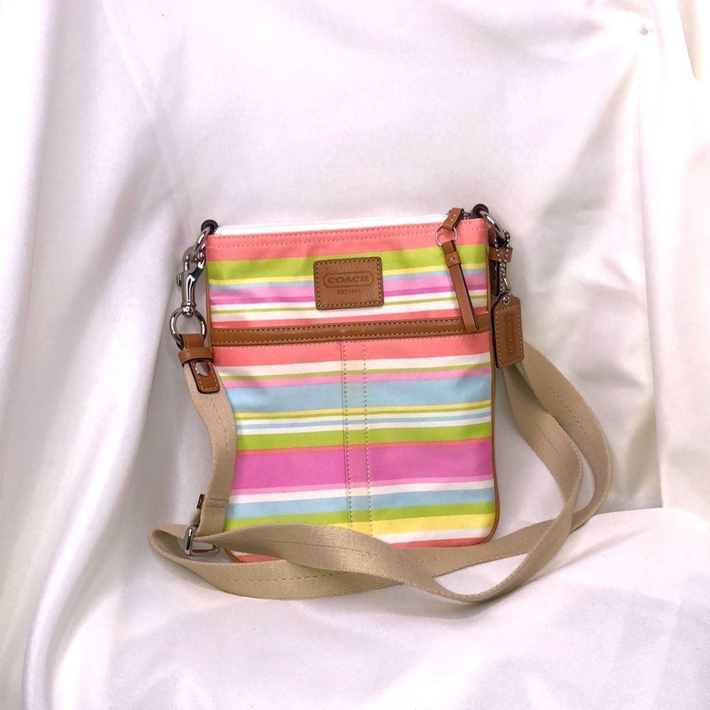 Coach Poppy Rainbow Striped Crossbody